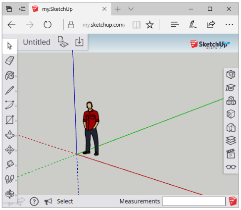 Ukázka prostředí programu SketchUp na webu.