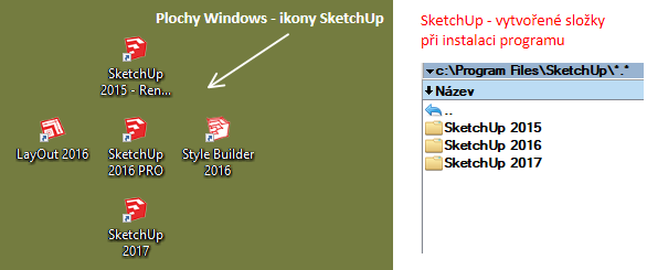 Instalací více programů SketchUp v jednom počítači.