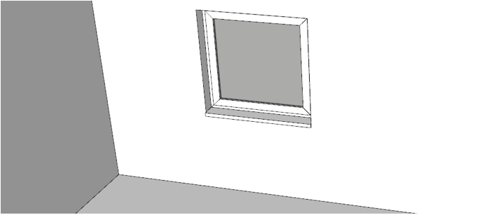 Ukázka vložení okna do stěny ve SketchUpu.